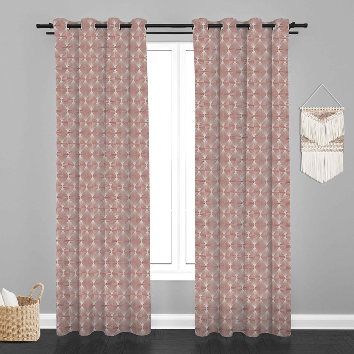 Lima  Geometric Design Jaquard Fabric Curtain -Pink