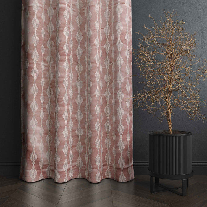Lima  Geometric Design Jaquard Fabric Curtain -Pink