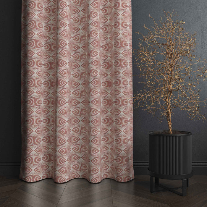 Lima  Geometric Design Jaquard Fabric Curtain -Pink