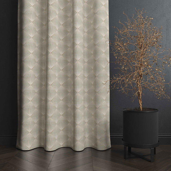 Lima  Geometric Design Jaquard Fabric Curtain -Tan