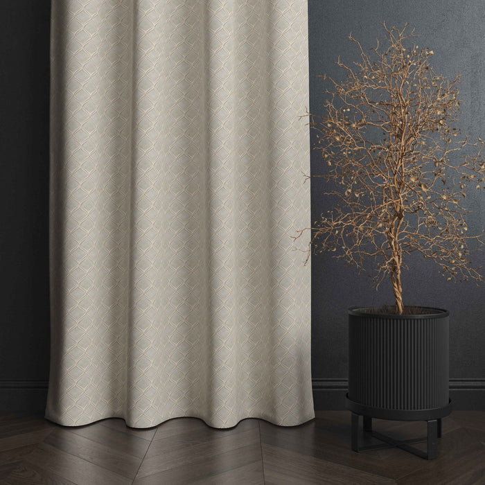 Lima  Geometric Design Jaquard Fabric Curtain -Tan