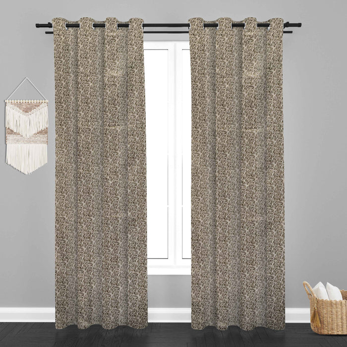 Lima  Teaxure Design Jaquard Fabric Curtain -Light Brown