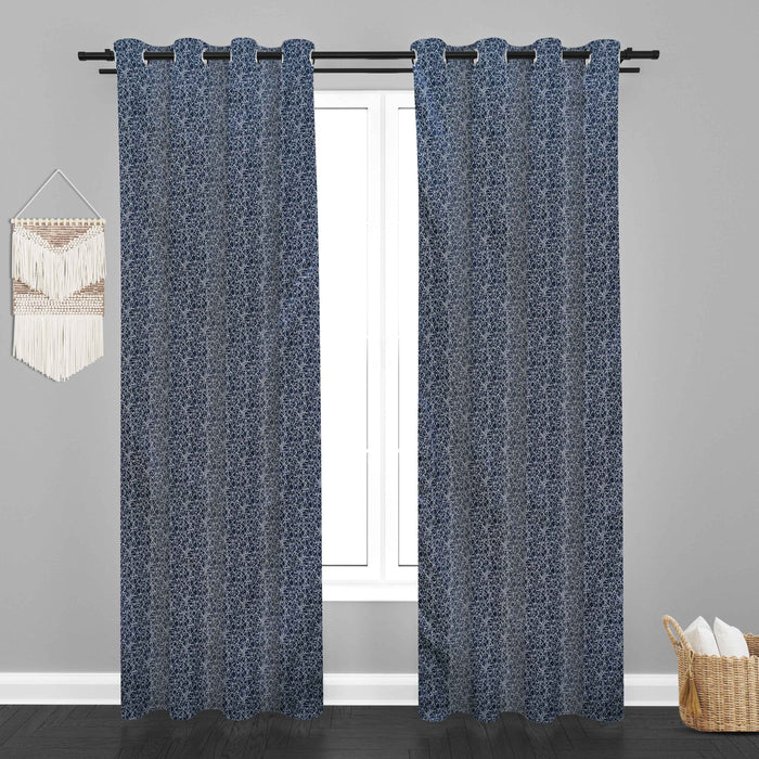 Lima  Teaxure Design Jaquard Fabric Curtain -Navy Blue