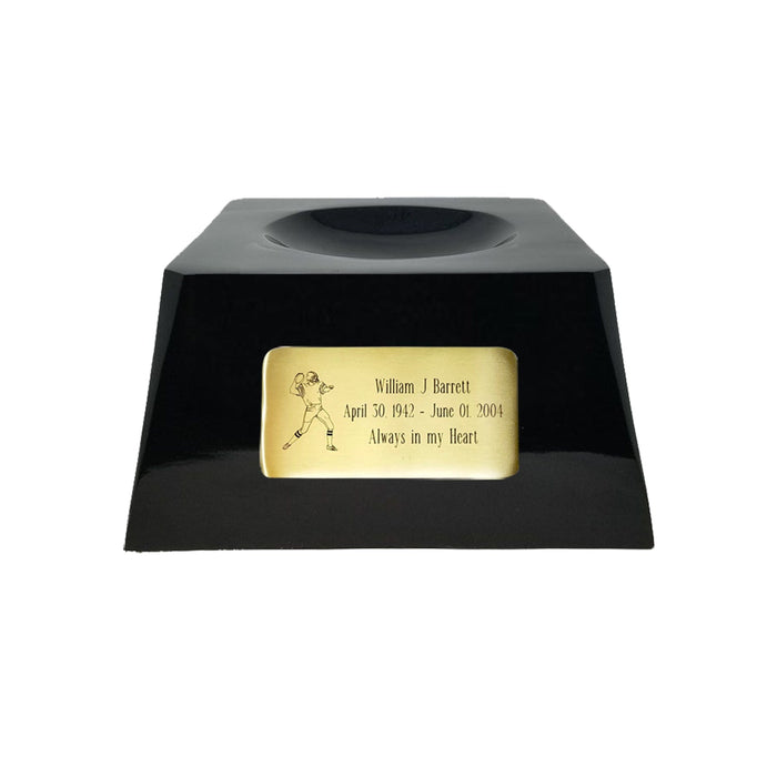 Football Cremation Urn with Optional Oregon Ducks Ball Decor and Custom Metal Plaque - ExquisiteUrns