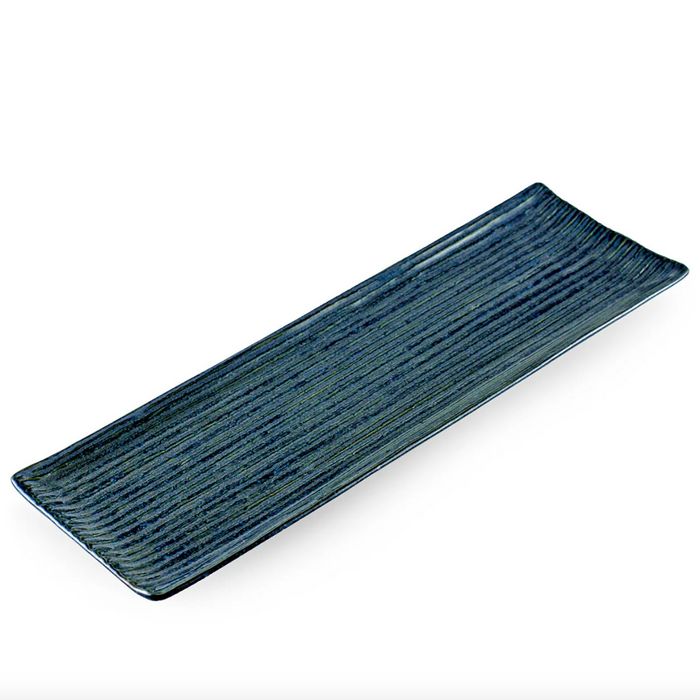 Long Ridged Rectangle Plate, Blue