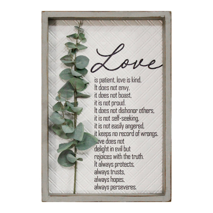 "Love Is Patient" Metal & Wood Framed Wall Art | 13"x20"