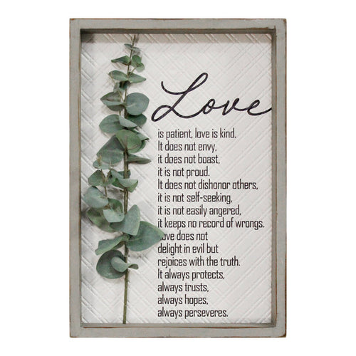"Love Is Patient" Metal & Wood Framed Wall Art | 13"x20"
