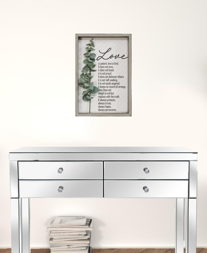 "Love Is Patient" Metal & Wood Framed Wall Art | 13"x20"