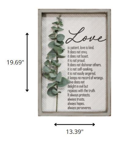 "Love Is Patient" Metal & Wood Framed Wall Art | 13"x20"