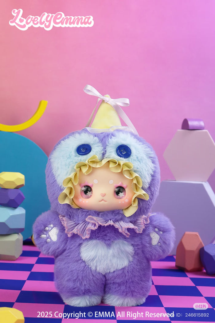 Lovely Emma: Funky Party Plush Blind Box, featuring a cartoon-like plush toy, part of a preorder series with regular and secret designs.