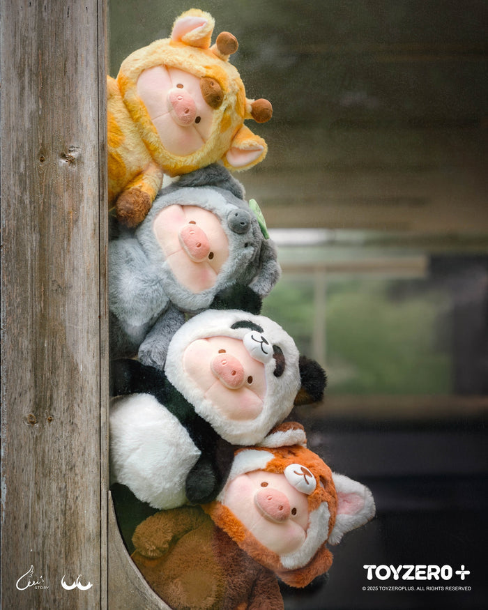 LuLu the Piggy Animal Party - Lu Plush, a whimsical plush bag available for preorder, featuring two sizes resembling an elephant and a panda.