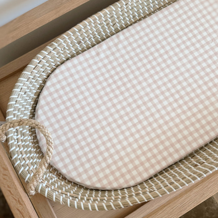 Mabel & Fox -  Basket Changing Mat - Blush Gingham - Mabel & Fox