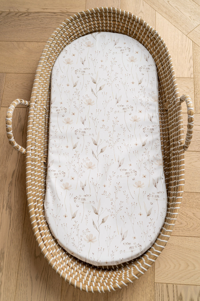 Mabel & Fox - Basket Changing Mat - Natural Wildflowers - Mabel & Fox