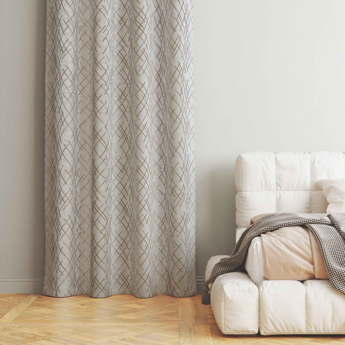 Manila  Abstract Design Jaquard Fabric Curtain -Light Brown