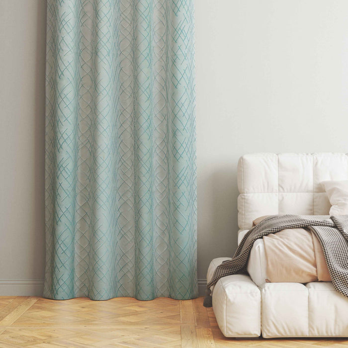 Manila  Abstract Design Jaquard Fabric Curtain -Sky Blue