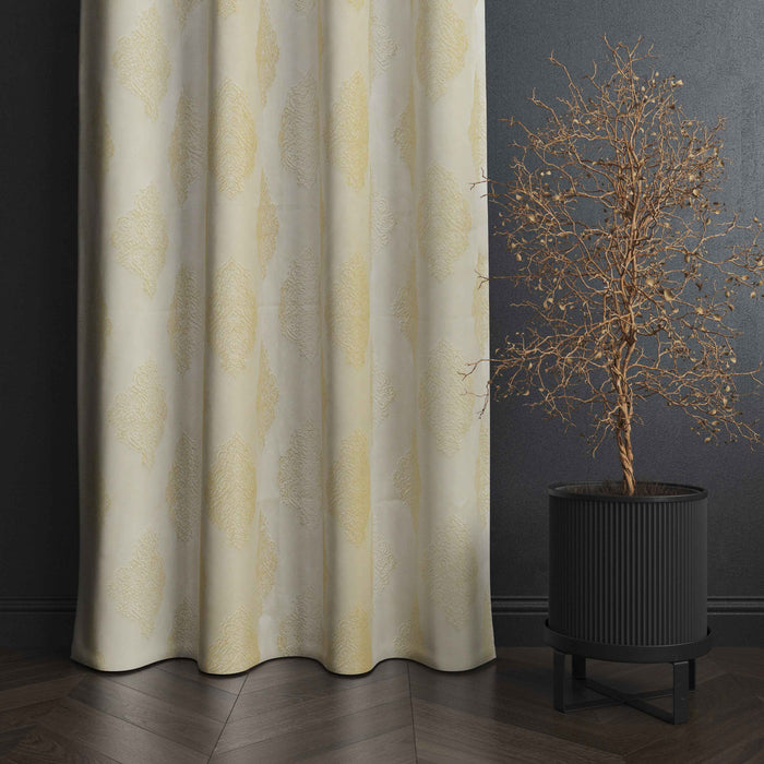 Manila  Damask Design Jaquard Fabric Curtain -Cream