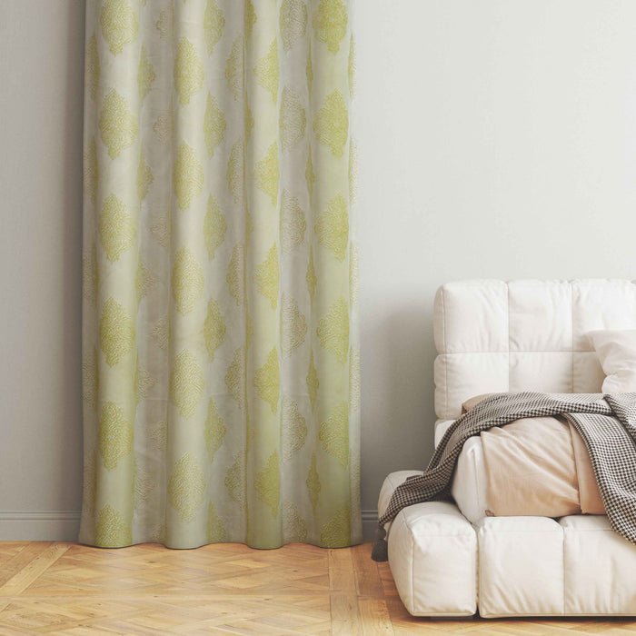Manila  Damask Design Jaquard Fabric Curtain -Light Green