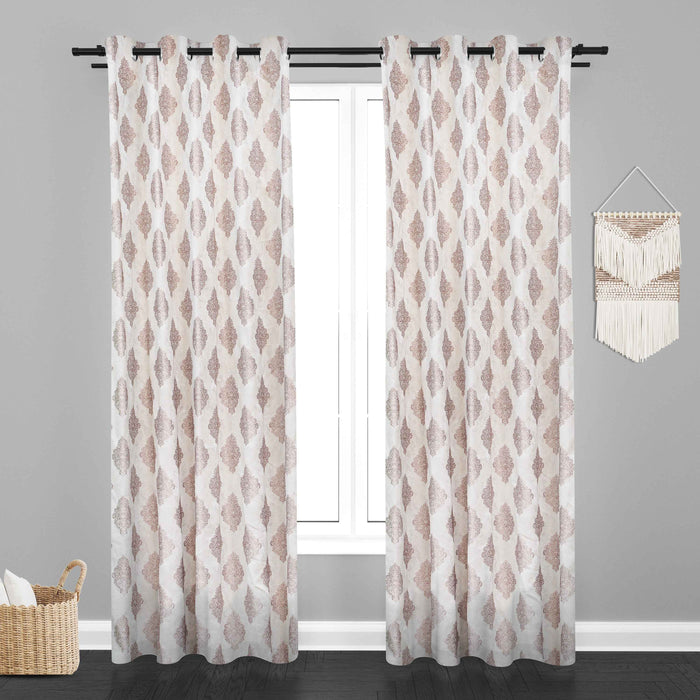 Manila  Damask Design Jaquard Fabric Curtain -Peach