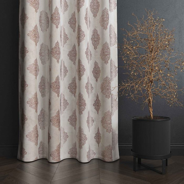 Manila  Damask Design Jaquard Fabric Curtain -Peach