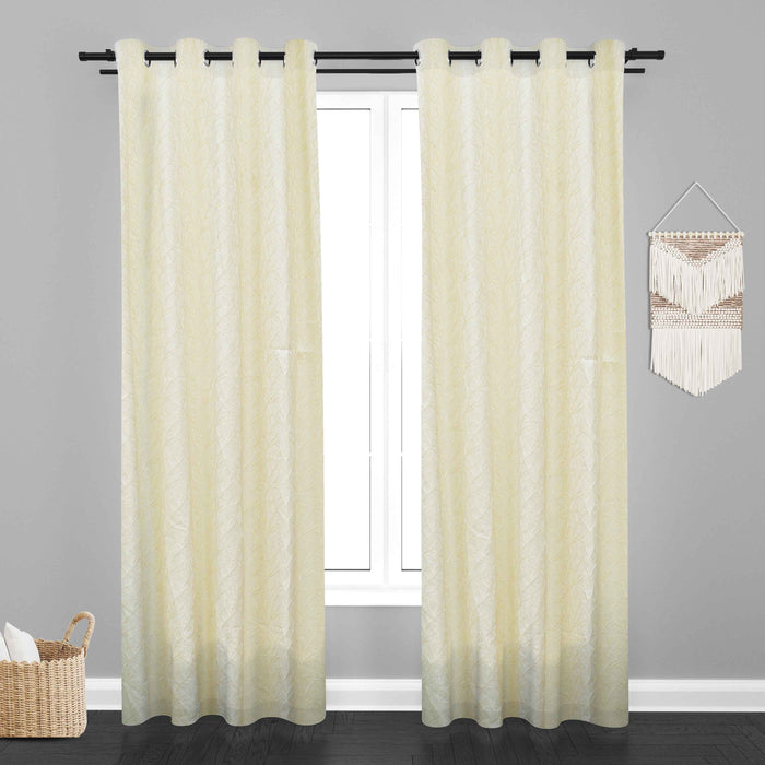 Manila  Floral Design Jaquard Fabric Curtain -Cream