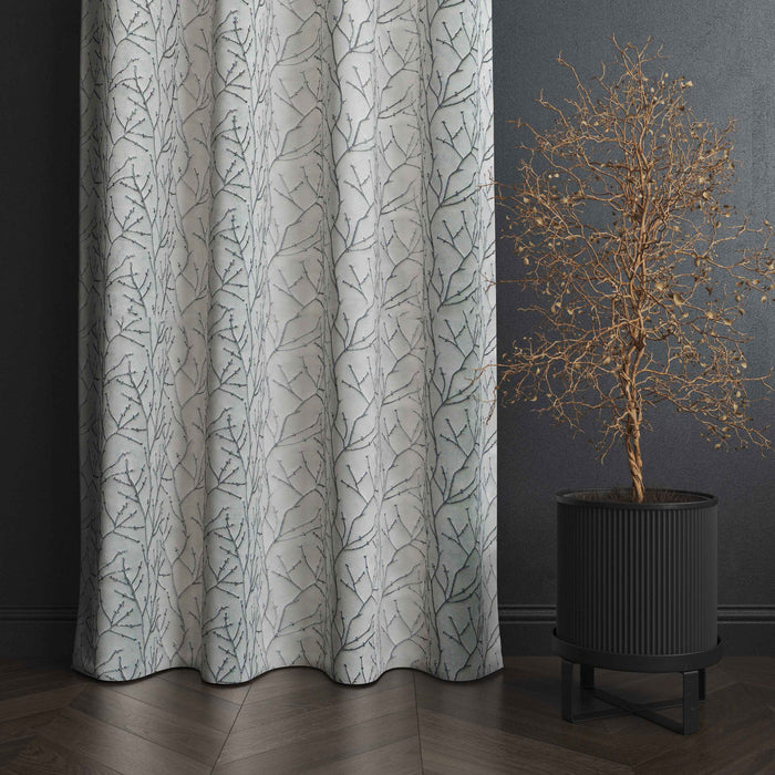 Manila  Floral Design Jaquard Fabric Curtain -Grey