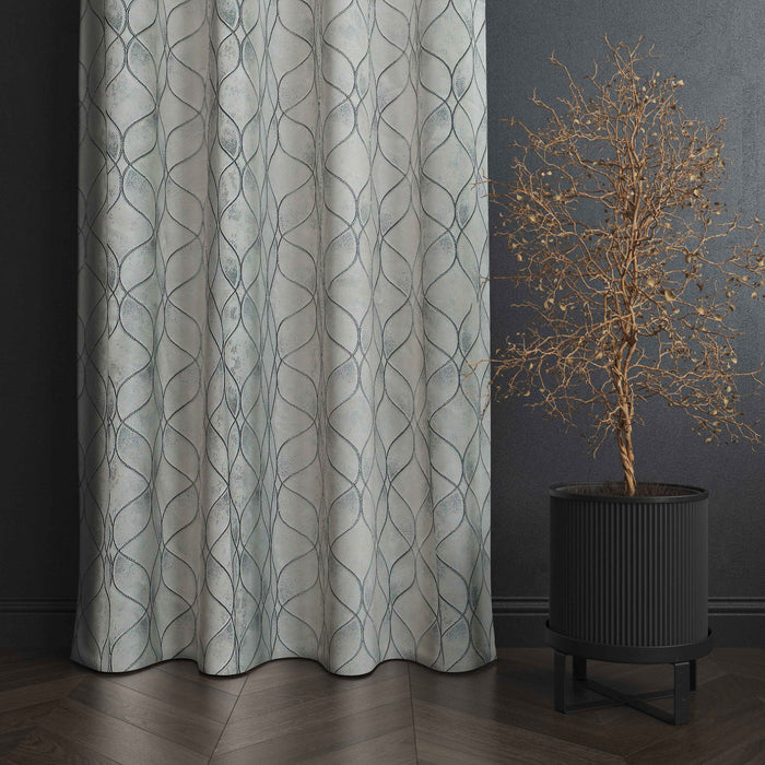 Manila  Geometric Design Jaquard Fabric Curtain -Grey