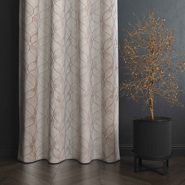Manila  Geometric Design Jaquard Fabric Curtain -Peach