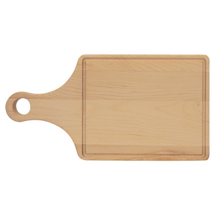 13.5" x 7" Maple Cutting Board Paddle Shape with Drip Ring
