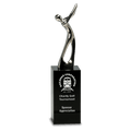 8.5" Silver Metal Golf Figure on Black Crystal Pedestal