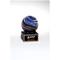 5" Globe w/Blue, White and Gold Metallic on Black Glass Base