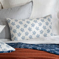 Midnight Blue Reversible Floral Print Cushion Cover - white, close-up detail 1 | Soak and Sleep