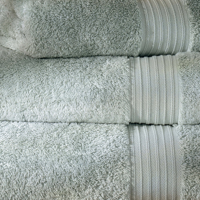 Mineral Blue Egyptian Cotton Bath Sheet bedroom detail 2 | Soak and Sleep