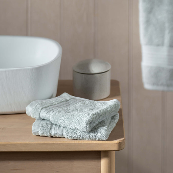 Mineral Blue Egyptian Cotton Towels close-up detail 1 | Soak and Sleep