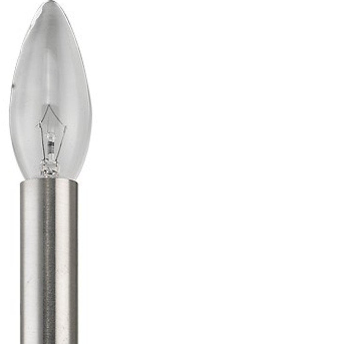 Zoomed in view of the bilb and fixture top of the Minimalist Silver Wall Sconce with modern exposed bulb design in sleek polished finish