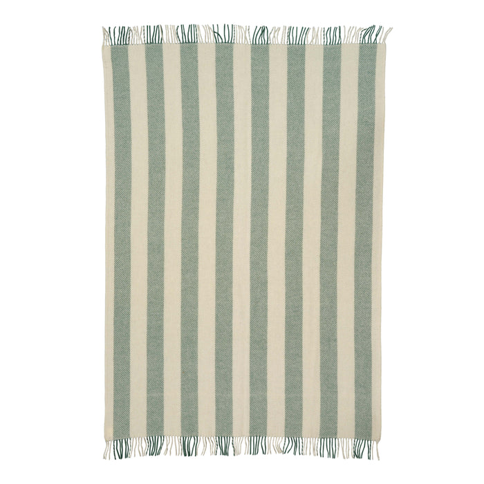 Misty Green Brushed Wool Stripe Throw - breathable, detail view 2 | Soak and Sleep