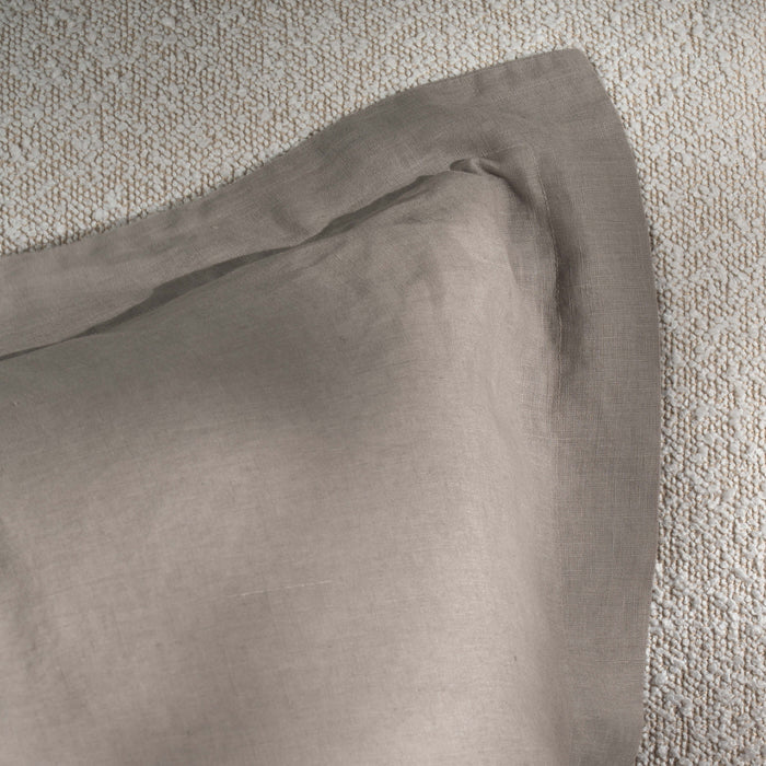 Mocha French Linen Bedding and Bed Sheets - breathable, close-up detail 1 | Soak and Sleep