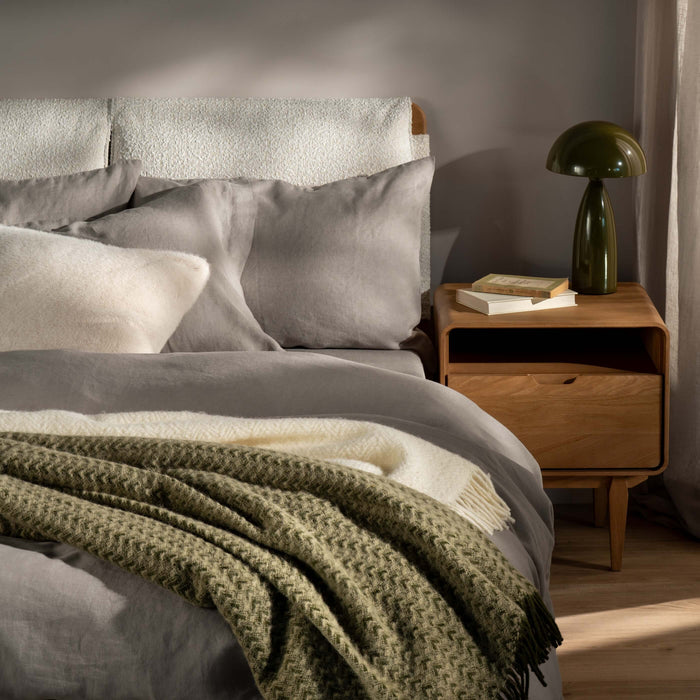 Mocha French Linen Bedding and Bed Sheets - breathable, close-up detail 3 | Soak and Sleep