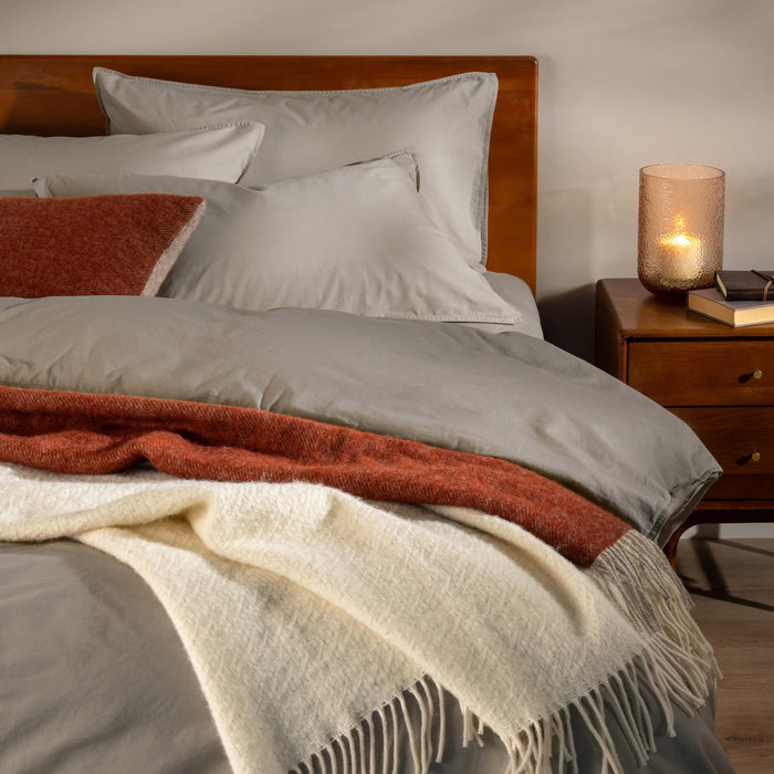 Mocha Stonewashed Cotton Bedding & Sheets - linen, breathable, close-up detail 1 | Soak and Sleep