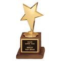Modern Star Casting in Goldtone Finish on Walnut Finish Base