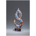 10" Helix Multi-Color Art Glass on Clear Glass Base