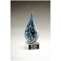 10" Multi-Colored Teardrop Art Glass on Clear Glass Base