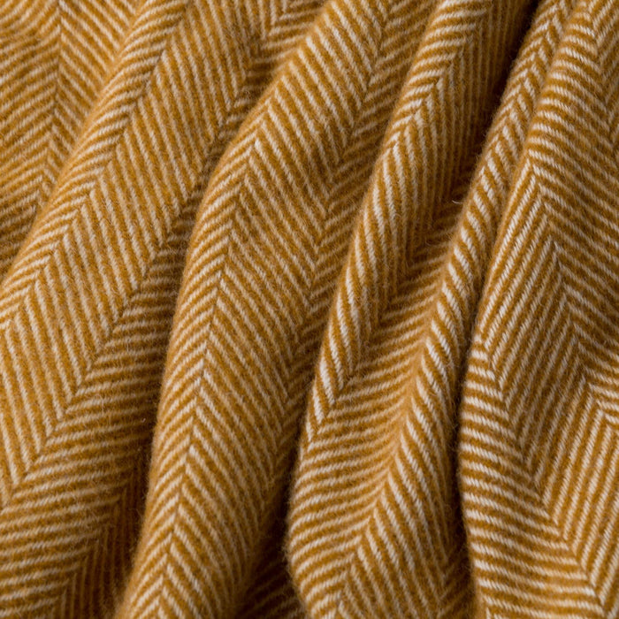Mustard Herringbone Pure Wool Cushion detail view 3 | Soak and Sleep