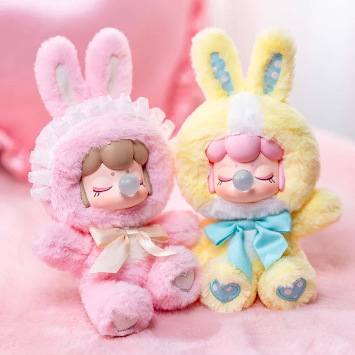 Close-up of Nanci's Shining Bunny Plush Blind Box, featuring a plush toy with a blue bow, part of a 7-character random assortment.