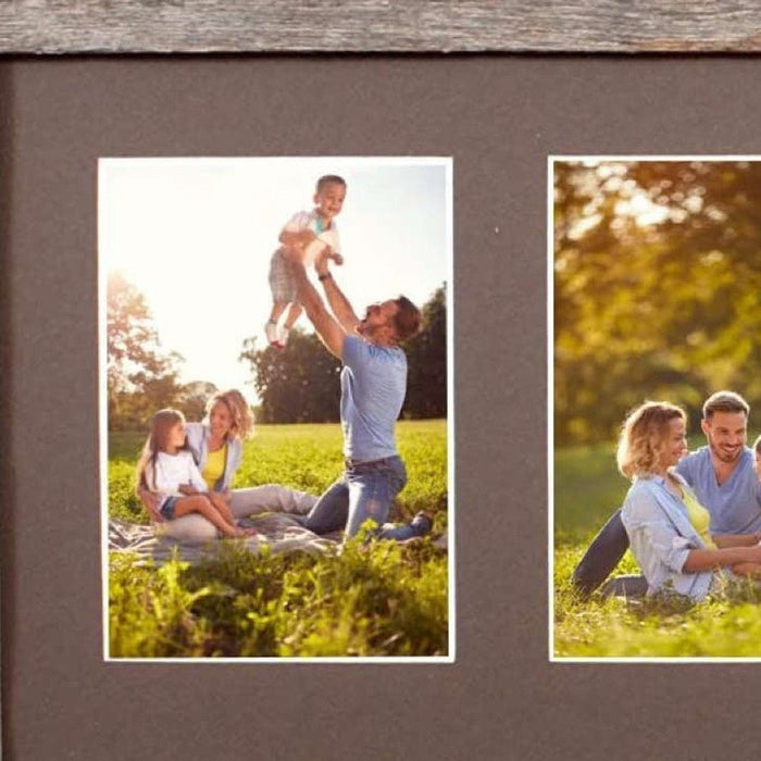 Natural Three Photo Weathered Grey Wood Picture Frame | 5"x7"