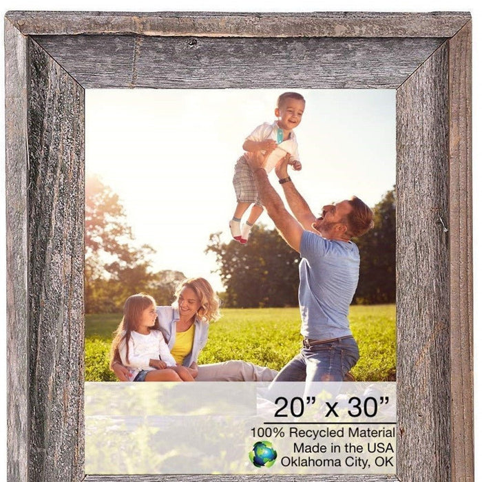 Natural Weathered Grey Picture Frame With Plexiglass Holder | 20"x30"