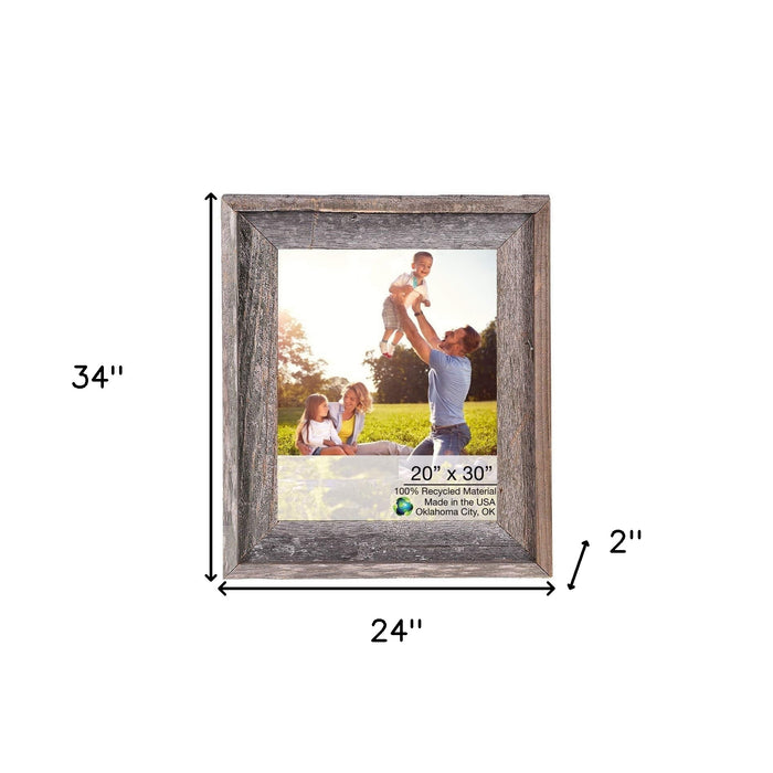 Natural Weathered Grey Picture Frame With Plexiglass Holder | 20"x30"