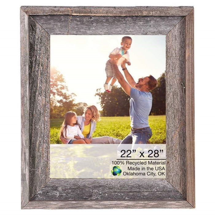 Natural Weathered Grey Picture Frame With Plexiglass Holder | 22"x28"