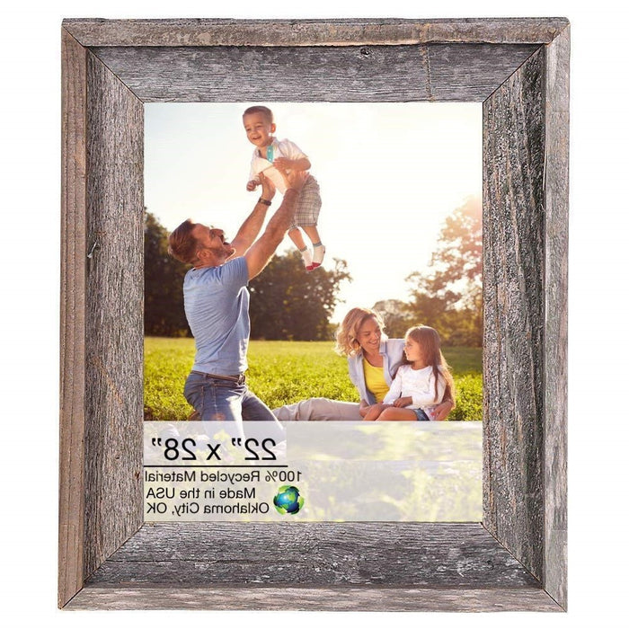 Natural Weathered Grey Picture Frame With Plexiglass Holder | 22"x28"