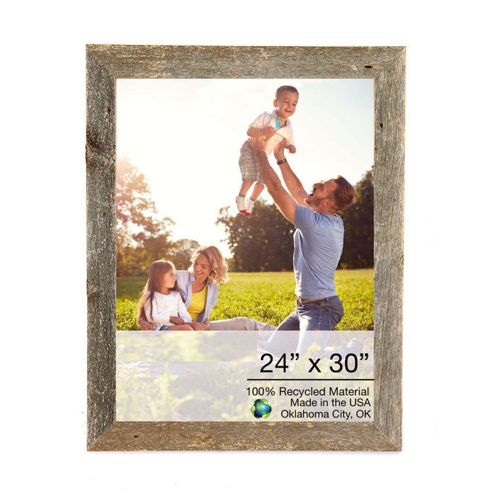 Natural Weathered Grey Picture Frame With Plexiglass Holder | 24"x30"