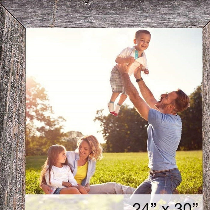 Natural Weathered Grey Wood Picture Frame With Plexiglass Holder | 24"x30"